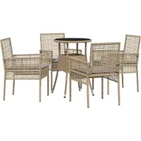 vidaXL Trädgårdsmöbelset 5 pcs Beige konstrotting