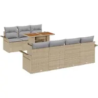 vidaXL Trädgårdsoffset med lagring 8 pcs Beige Poly rattan