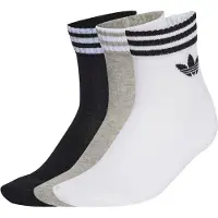 Adidas Sockor '3-Stripes Ankle 3 Pairs' gråmelerad / svart / vit