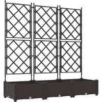 vidaXL Trädgårdsplanterare med trellis 3 pcs Brun 120 x 40 x 125.5 cm