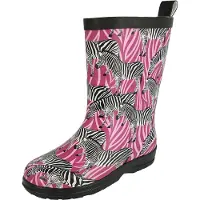 Beck Gummistövel 'Zebra' rosa / mörkrosa / svart / vit