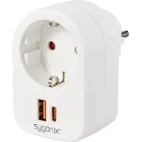 Sygonix SY-6713236 Mellankontakt med usb Vit