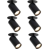 QAZQA Set med 6 moderna infällda spotlights svart GU10 50mm - Chels