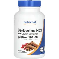 Nutricost , Berberinhydroklorid, med Ceylonkanel, 1 200 mg, 120 kapslar (600 mg per tablett)