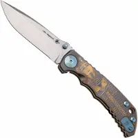 Spartan Blades Harsey Folder King Tut USSF5KTUT, Stonewashed MagnaCut, Gold Titanium, Blue Hardware pocket knife