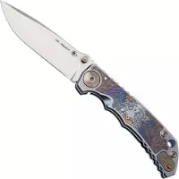 Spartan Blades Harsey Folder Angel USSF5ANGL, Stonewashed MagnaCut, Blue/Gold Titanium, Gold Hardware pocket knife