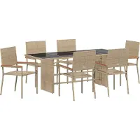 vidaXL Trädgårdsmöbelset 7 pcs Beige konstrotting