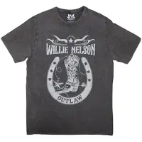 Ginza.se Willie Nelson: Unisex Stone Wash T-Shirt/Outlaw (Charcoal Grey) (Medium)