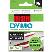Dymo Tape D1 19mm svart på röd