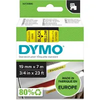 Dymo Tape D1 19 mm svart på gul