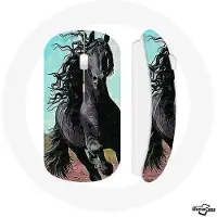 CAPACHEAP Souris Sans Fil Cheval Noir De La Race Frisonne
