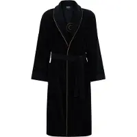 BOSS Cotton dressing gown with piping and embroidered branding