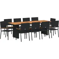 vidaXL Trädgårdsmöbelset 11 pcs Svart konstrotting