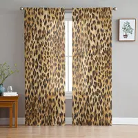 Household supplies MH Vilda Djur Leopard Skira Gardiner för Vardagsrumsdekoration Fönstergardiner för Kök Tyll Voile Organza Gardiner W135 x H215cm x1