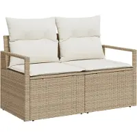 vidaXL Trädgårdsoffa med kudde 120 x 62 x 69 cm konstrotting