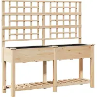 vidaXL Trädgårdsplanterare Beige 161 x 46 x 152,5 cm Massivt Furu