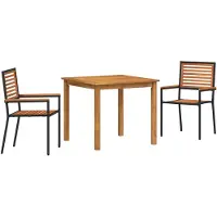 vidaXL Trädgårdsmöbelset 3 pcs Svart Massivt Akaciaträ
