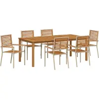 vidaXL Trädgårdsmöbelset 7 pcs Beige Massivt Akaciaträ