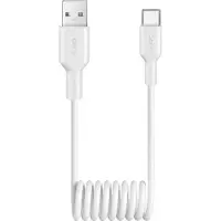 Puro 10W USB-A - USB-C Spiralkabel 1m - Vit