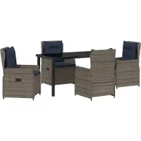 vidaXL Trädgårdsmöbelset med kudde 5 pcs Grå Poly rattan