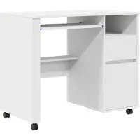 vidaXL Skrivbord med Hjul med låda Vit 91 x 50 x 77 cm Konstruerat trä