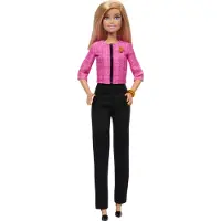 Barbie Karrir docka och tillbehr Framtida ledare med blont hr kldd i kldsel med 2 gyllene armband & B-nl inkluderar klistermrke fr barn