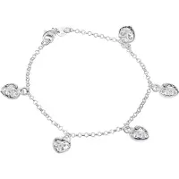 None Silver armband med fem hjärtan R264-18.5