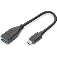 Digitus - USB-kabel - USB typ A (hona) till USB-C (hane) - USB 3.0 - 15 cm - formpressad - svart