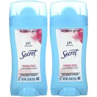Secret , pH Balanserad Antiperspirant/Deodorant, Osynlig Fast, Powder Fresh, Tvilling Pack, 2,6 oz (73 g) Varje