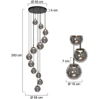Steinhauer Pendellampa Bollique, dimbar, Aluminium / grå / zink, Vardagsrum / matsal, Glas