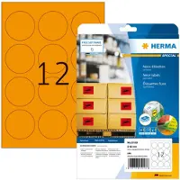 Herma Special - Papper - matt - permanent självhäftande - skinande orange - 60 mm rund 240 etikett (er) (20 ark x 12) fluorescerande etiketter