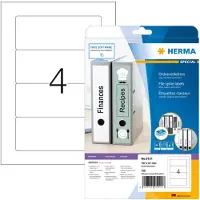 Herma Special - Papper - matt - permanent självhäftande - vit - 157 x 61 mm 100 etikett (er) (25 ark x 4) ogenomskinliga pärmetiketter