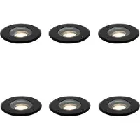 QAZQA Set med 6 moderna utomhus markspotlights svarta 35 mm justerbara IP65 - Delux