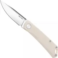 Real Steel Luna Phantom Flipper Double Detent 7008IS Satin D2, Ivory G10, pocket knife