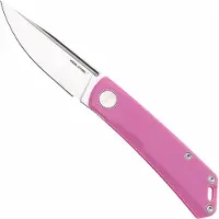 Real Steel Luna Phantom Flipper Double Detent 7008PS Satin D2, Pink G10, pocket knife