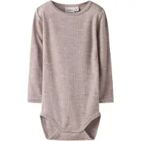 Name it Body l/ä - Ull - Rib - Noos - NbnWax - Shadow Grå - - 56 - Body L/Ä