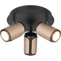 TRIO Lighting Takspotlight Gillan, coffee, 3 lampor, rund, metall, GU10 dimbar, Svart, Vardagsrum / matsal, Metall, Modern, Spotlight