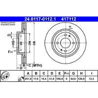 Ate Bromsskiva 24.0117-0112.1, 1 Stycke