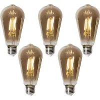 LUEDD Set med 5 E27 dimbara LED-lampor ST64 rökglas 5W 450 lm 2700K