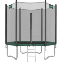 Songmics trampolin Ø 244 cm, rund trampolin med skyddsnät, stoppade stolpar