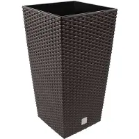 Prosperplast RATO SQUARE utekruka i plast med lock brun, 33 x 33 x 61 cm