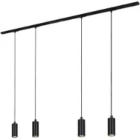 Briloner RAIL 230 V skensystem, svart, 4 LED-pendlar, längd 1,5 m Rail, dimbar, Svart, Vardagsrum / matsal, Metall, Modern