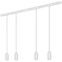 Briloner RAIL 230 V skensystem, vitt, 4 LED-pendlar, längd 1,5 m Rail, dimbar, Vitt / opal, Vardagsrum / matsal, Metall, Modern