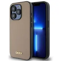 DKNY MagSafe iPhone 15 Pro Max fodral med metallogo - Beige