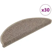 vidaXL Trappmattor självhäftande sisal-look 30 st 56x17x3 cm mörkbeige