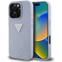 GUESS Hot Stamp 4G-mönster Triangel Metal Logo iPhone 16 Pro-fodral - Lila