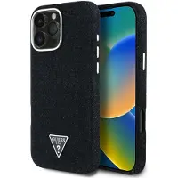 GUESS Denim Triangle Logo MagSafe-fodral för iPhone 16 Pro - svart
