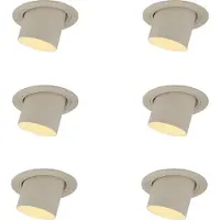 QAZQA Set med 6 infällda spotlights beige GU10 50mm runda roterbara och lutningsbara - Installa