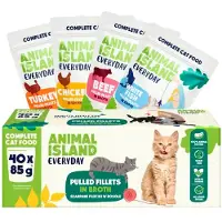 Animal Island nöt/kalkon/kyckling/vit fisk i filé MIX - våtfoder för katter 40x85 g