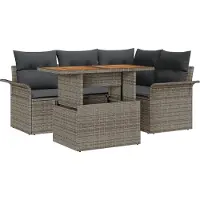 vidaXL Trädgårdsoffset med lagring 5 pcs Grå Poly rattan